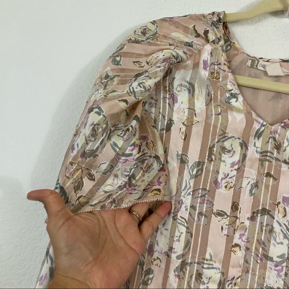CHELSEA & VIOLET FLORAL VICTORIAN V NECK BLOUSE, XS - Picture 8 of 11